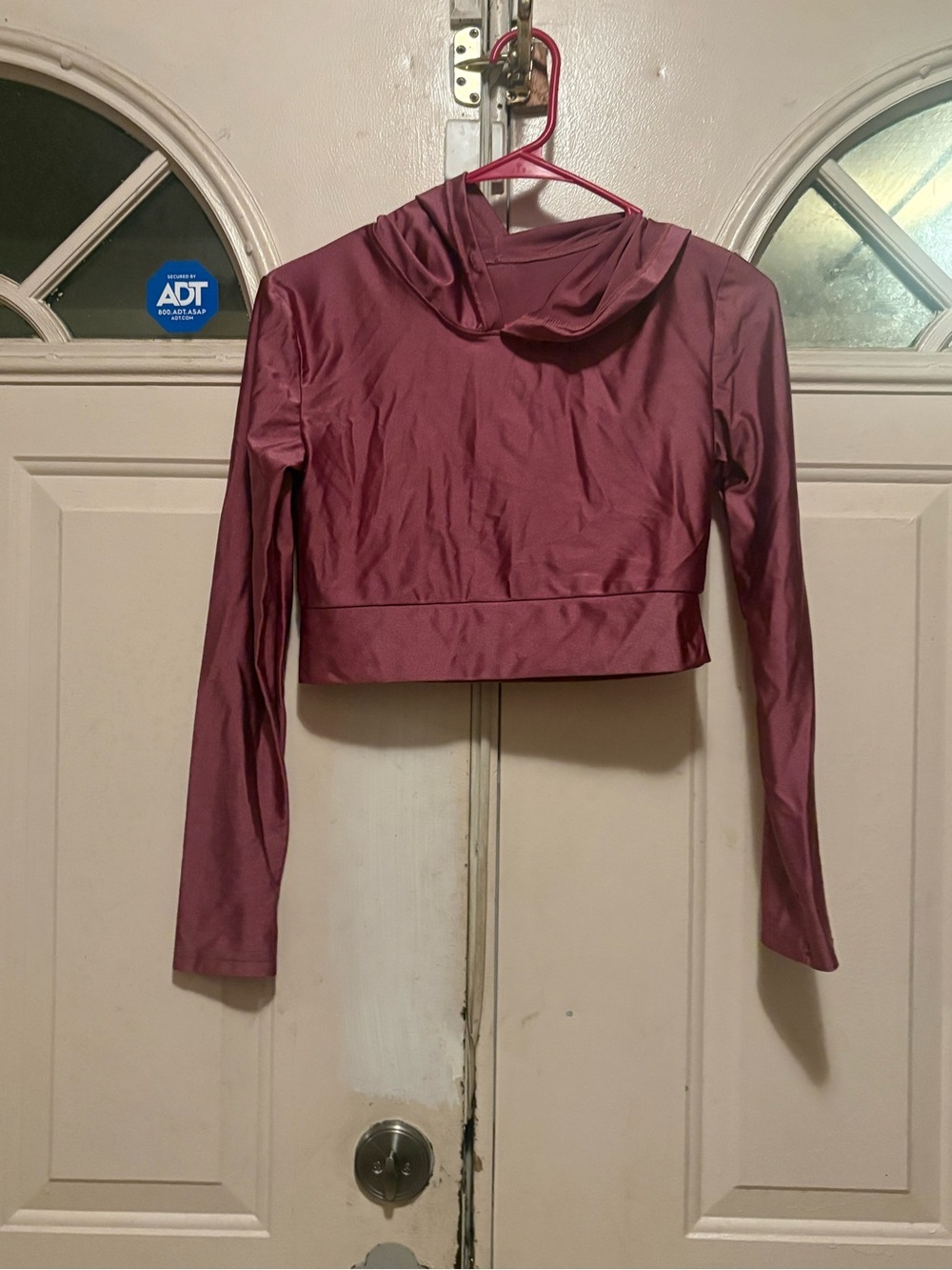 Cropped Long Sleeve Hooded Top in Dusty Rose